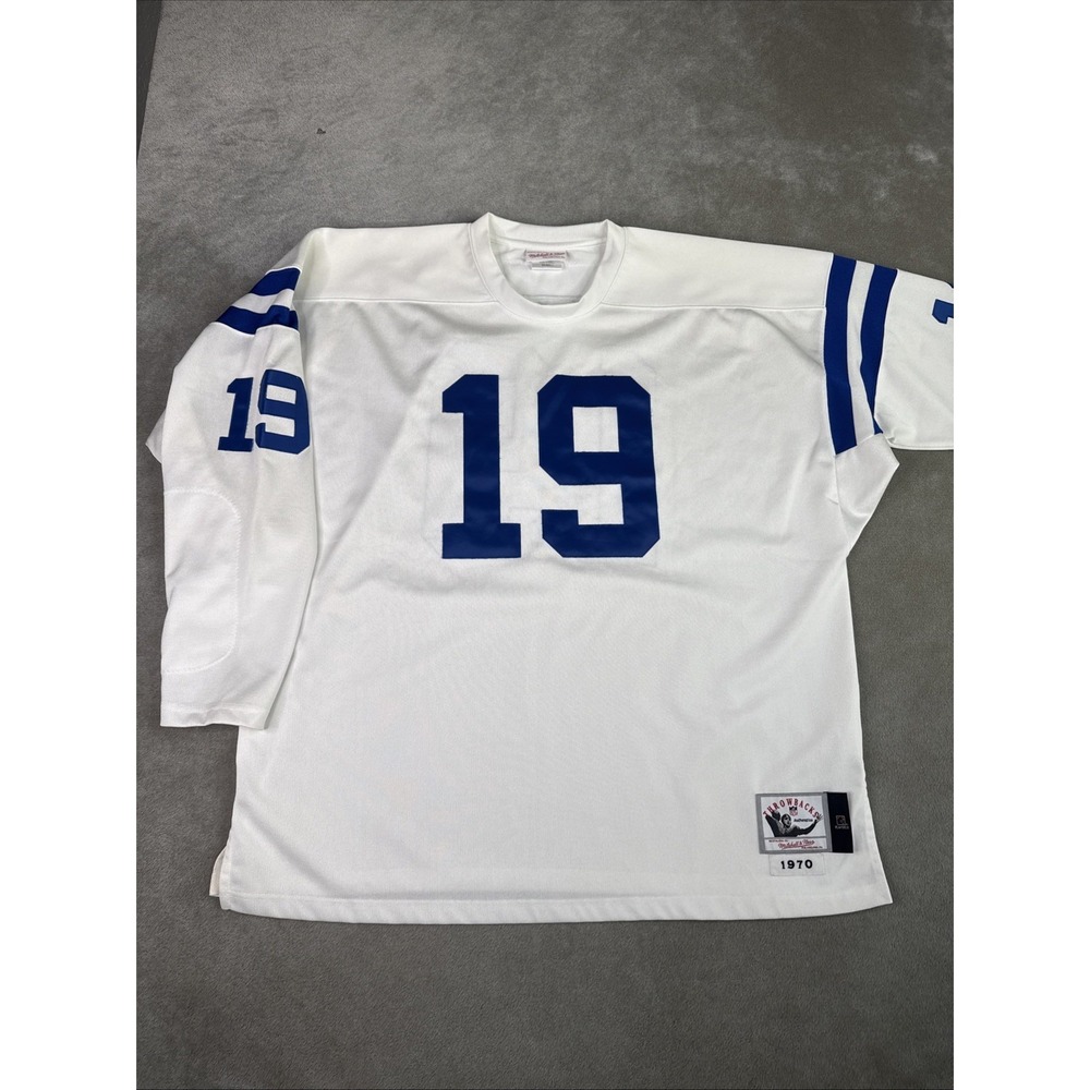 Mitchell Ness Johnny Unitas 1970 Throwback Jersey Men's Size 56 3XL White Blue